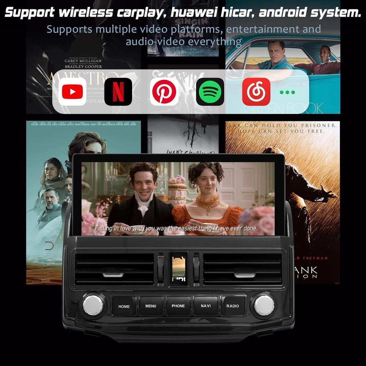Alt view image 4 of 7 - Car Stereo Radio Dash Kit for Toyota 4Runner 2009-2022 Black Upper 12.3" Android Head Unit Easy Install Wireless CarPlay & Android Auto WiFi DSP 4G GPS Multimedia Navigation AHD Backup Camera