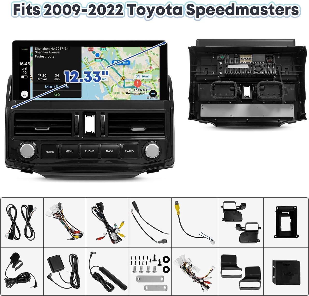 Alt view image 3 of 7 - Car Stereo Radio Dash Kit for Toyota 4Runner 2009-2022 Black Upper 12.3" Android Head Unit Easy Install Wireless CarPlay & Android Auto WiFi DSP 4G GPS Multimedia Navigation AHD Backup Camera