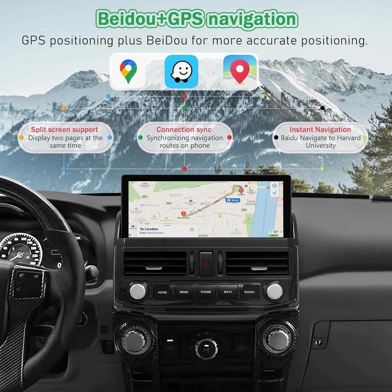 Alt view image 6 of 7 - Car Stereo Radio Dash Kit for Toyota 4Runner 2009-2022 Black Upper 12.3" Android Head Unit Easy Install Wireless CarPlay & Android Auto WiFi DSP 4G GPS Multimedia Navigation AHD Backup Camera
