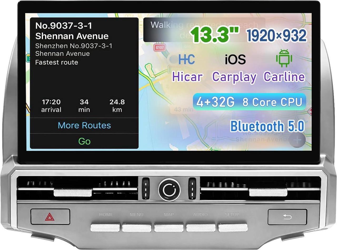 Main image of NUOLAISUN Stereo Radio Dash Kit for Toyota 4Runner Radio 2009-2022, Silver Upper 13.3" Android Head Unit TS10, 4+32G, Wireless CarPlay & Android Auto GPS Navigation AHD Backup Camera