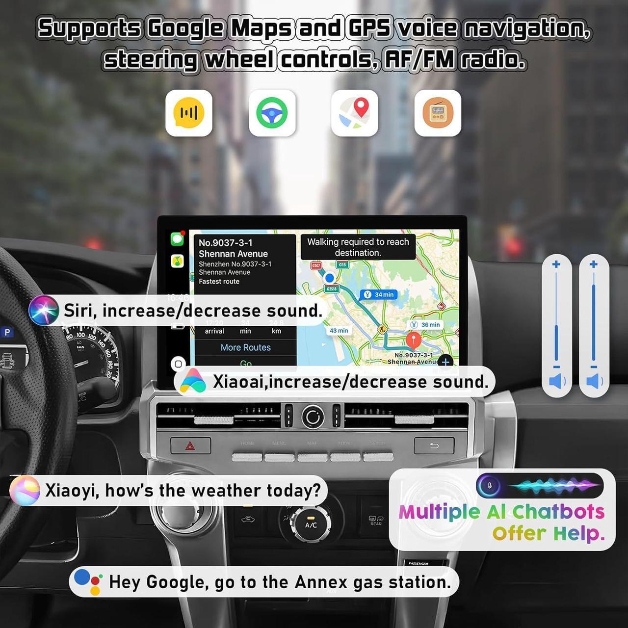 Alt view image 4 of 6 - NUOLAISUN Stereo Radio Dash Kit for Toyota 4Runner Radio 2009-2022, Silver Upper 13.3" Android Head Unit TS10, 4+32G, Wireless CarPlay & Android Auto GPS Navigation AHD Backup Camera