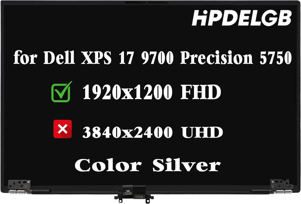 Alt view image 2 of 6 - NUOLAISUN Replacement for Dell XPS 17 9700 9710 Precision 5750 5760 7JXK8 07JXK8 TC03-TVD8G 0TVD8G TB02-TVD8G LCD LED Non-Touch Screen Display Assembly Panel 17.3" 1920x1200 FHD IPS Silver