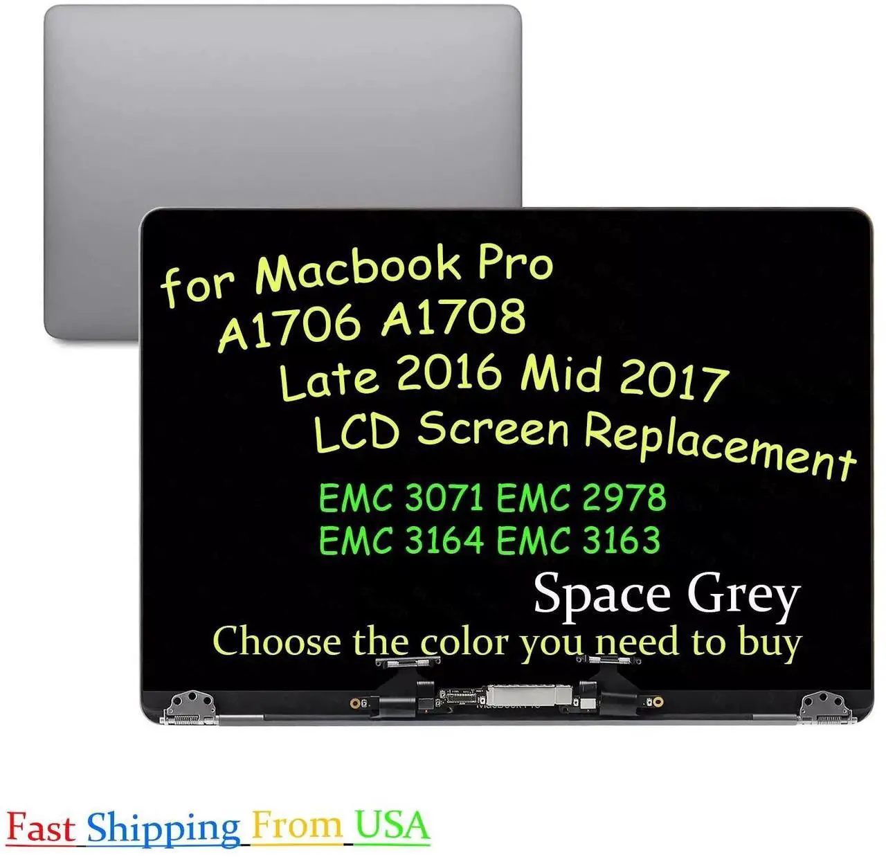 Main image of NUOLAISUN LCD Screen Replacement for MacBook Pro 13" A1706 A1708 Late 2016 Mid 2017 EMC 3071 EMC 2978 EMC 3164 EMC 3163 Retina LCD Screen Display Full Assembly (Space Gray)