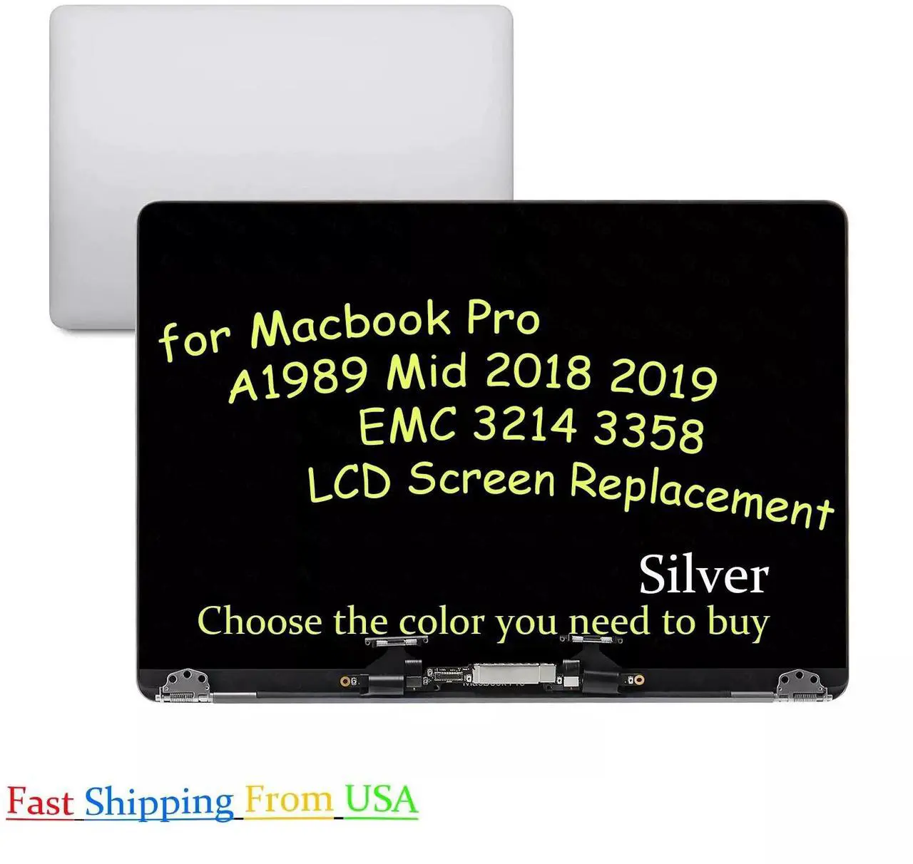 Main image of NUOLAISUN LCD Screen Replacement for MacBook Pro 13" A1989 Mid 2018 2019 Year EMC 3214 3358 Retina LCD Screen Display Full Assembly (Sliver)