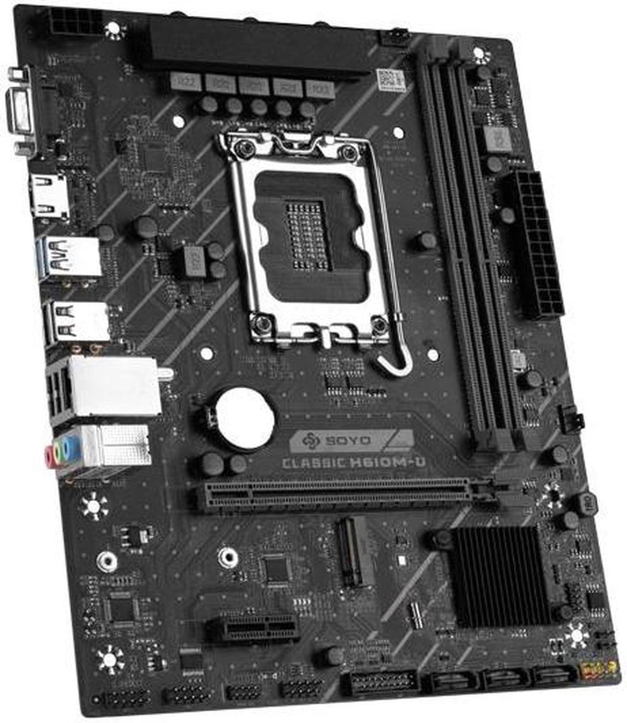 Main image of SOYO Classic H610M Dual channel DDR4 Computer Motherboard PCIE4.0x16 M.2 SSD Support CPU 12400/12400F/12700(INTEL H610/LGA 1700)