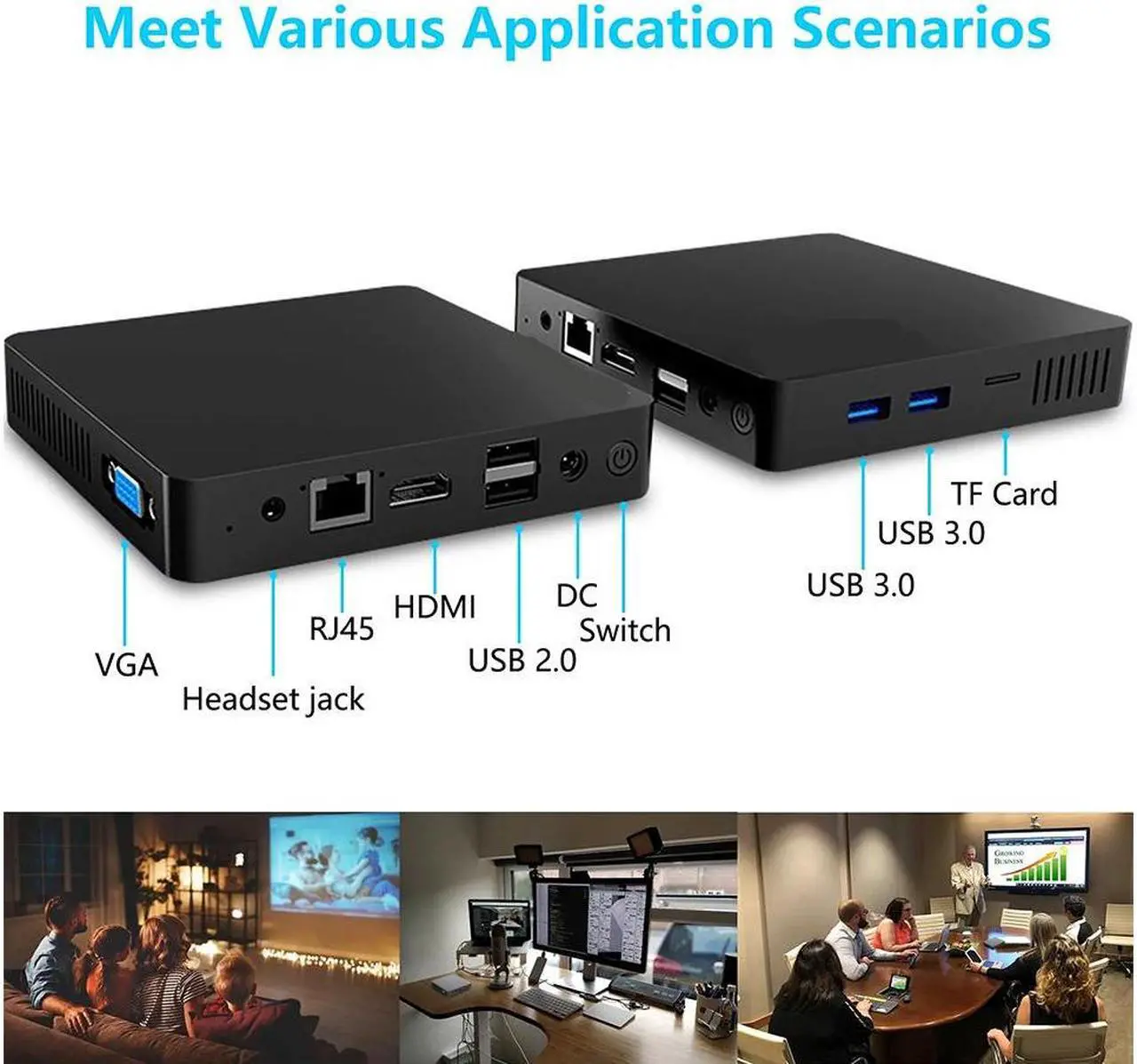 Alt view image 6 of 7 - SOYO M3 Mini PC with Intel J3710 CPU, 8GB RAM 256GB SSD Mini Computer, WINDOWS10 Desktop Portable Computer, WiFi/BT4.2/LAN(RJ45)1000M/USB 3.0
