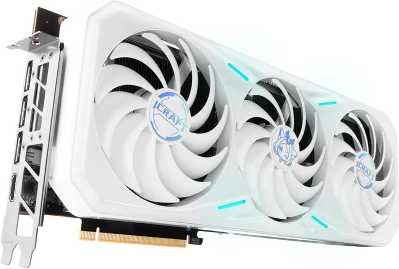Alt view image 2 of 6 - MAXSUN GeForce RTX 4070 iCraft OC 12G Graphics Card, 3x WINDFORCE Fans, 192-bit, 12GB GDDR6X, PCI Express 4.0 x16, DLSS 3, HDMI 2.1a, DisplayPort 1.4a RGB, Anime White GPU