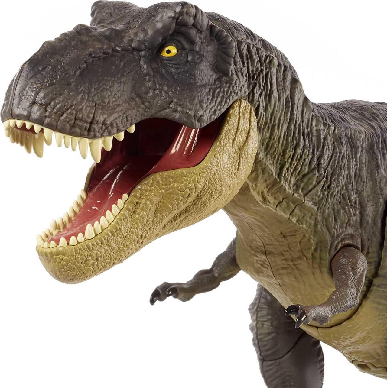 Alt view image 2 of 5 - Jurassic World Stomp 'N Escape Tyrannosaurus Rex Camp Cretaceous Dinosaur Toy For 4 Year Olds & Up