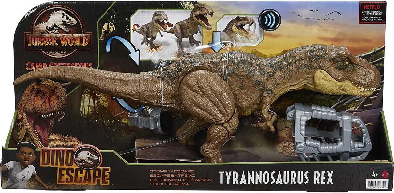 Main image of Jurassic World Stomp 'N Escape Tyrannosaurus Rex Camp Cretaceous Dinosaur Toy For 4 Year Olds & Up