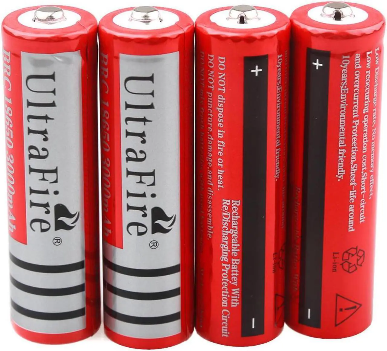 Alt view image 2 of 2 - 4x 18650 3.7v 18650 RECHARGEABLE 3000mAh Genuine ULTRAFIRE Button Top batteries