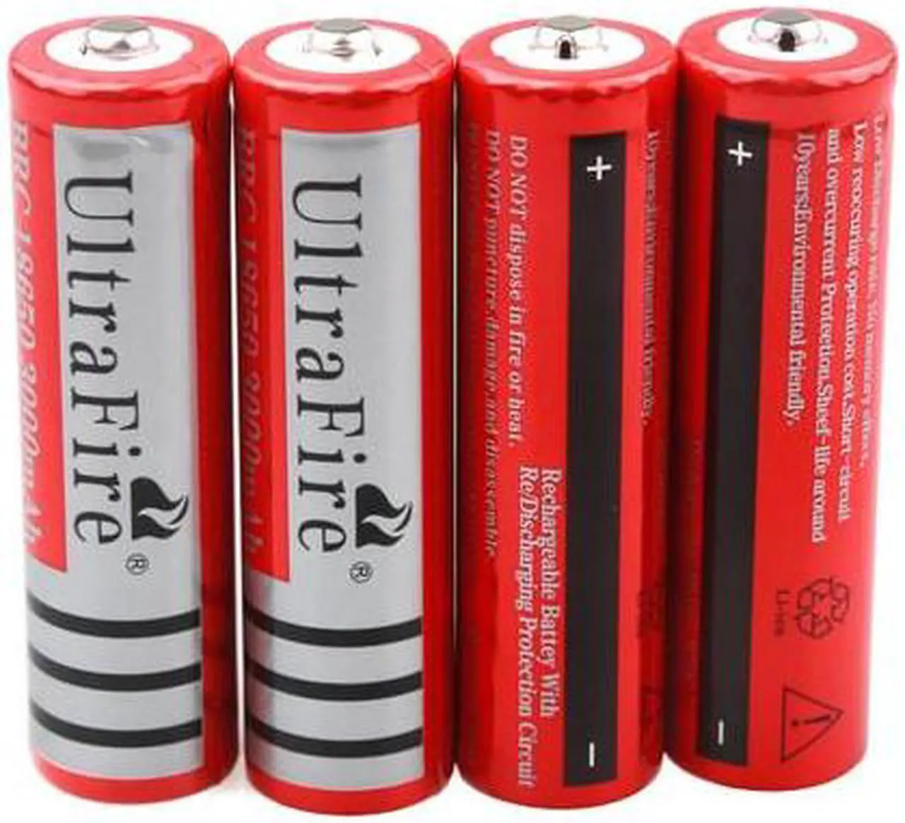 Main image of 4x 18650 3.7v 18650 RECHARGEABLE 3000mAh Genuine ULTRAFIRE Button Top batteries