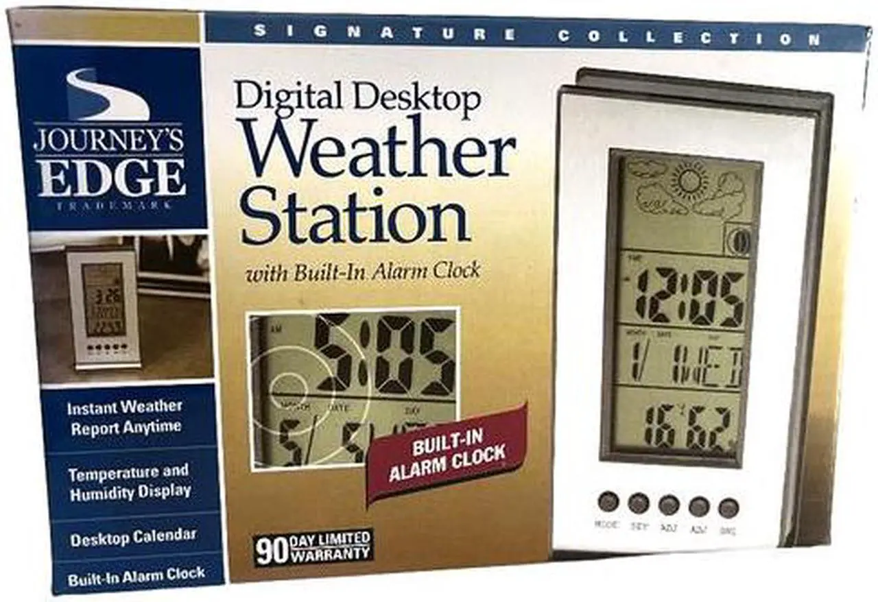 Main image of Digital Desktop Weather Station Journeys Edge Built-in Alarm Clock NIB 13z