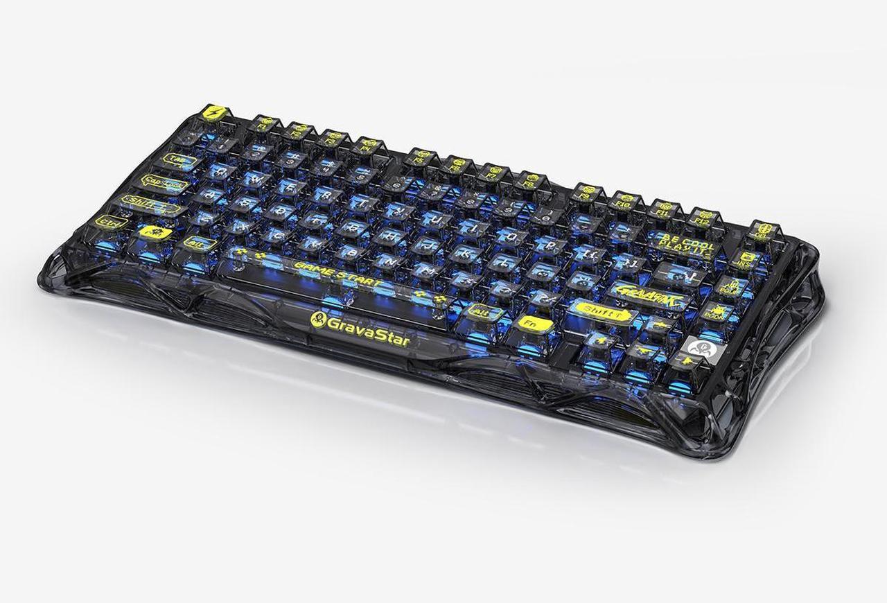 Main image of GravaStar Mercury K1 Lite Mechanical Gaming Keyboard, 75% Gasket Hot Swappable Custom Keyboard, Pre-lubed Linear Switches Mechanical Keyboard, RGB Backlit Wireless Keyboard - Transparent Black