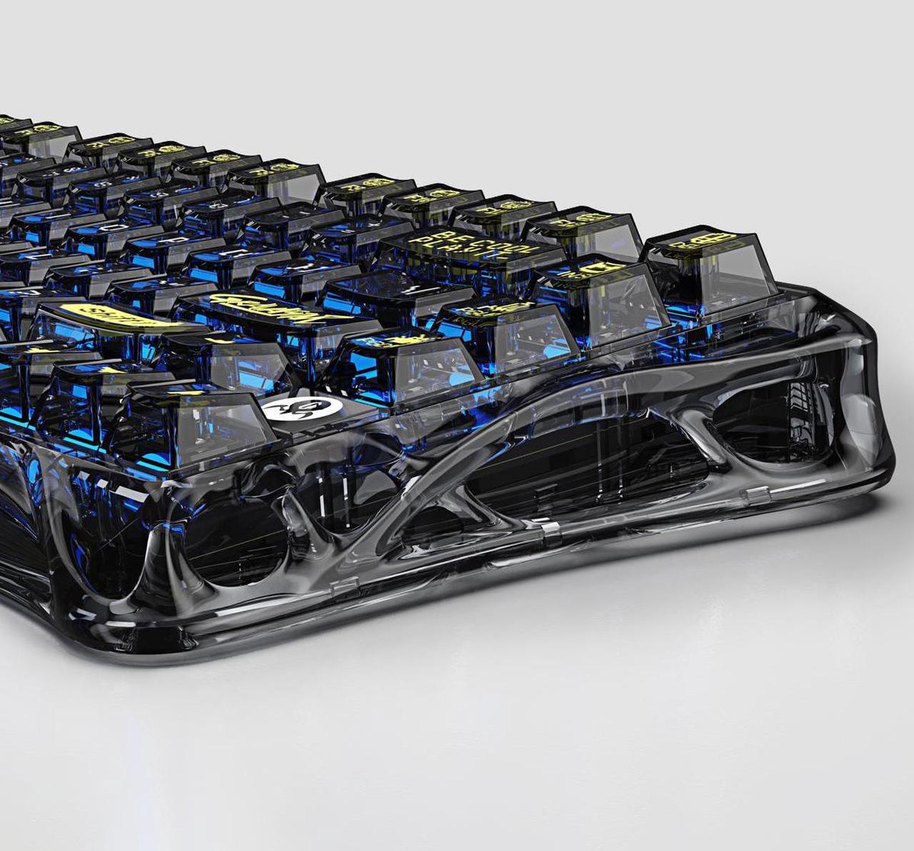 Alt view image 5 of 6 - GravaStar Mercury K1 Lite Mechanical Gaming Keyboard, 75% Gasket Hot Swappable Custom Keyboard, Pre-lubed Linear Switches Mechanical Keyboard, RGB Backlit Wireless Keyboard - Transparent Black