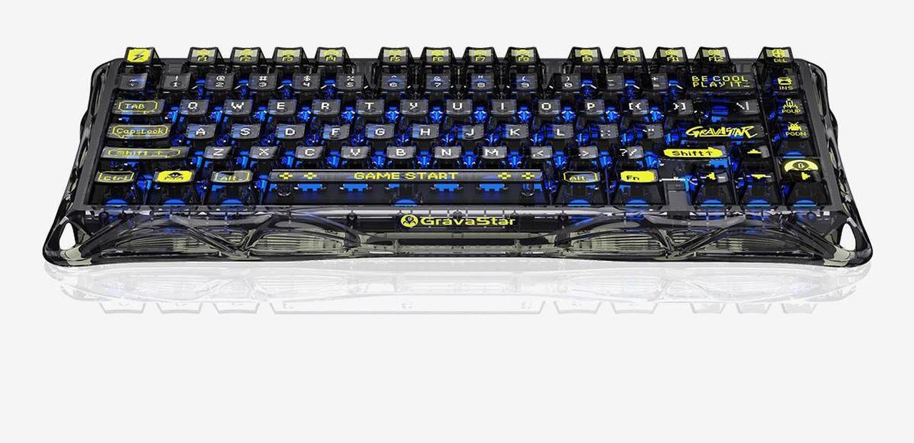 Alt view image 2 of 6 - GravaStar Mercury K1 Lite Mechanical Gaming Keyboard, 75% Gasket Hot Swappable Custom Keyboard, Pre-lubed Linear Switches Mechanical Keyboard, RGB Backlit Wireless Keyboard - Transparent Black