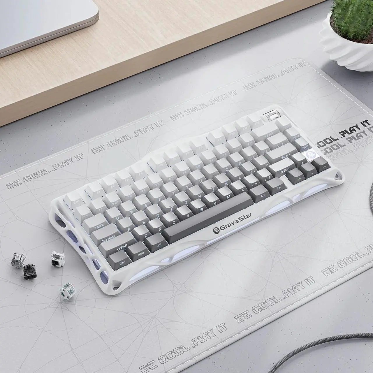Alt view image 6 of 7 - GravaStar Computer Peripheral Devices, Mercury,K1 75% Wireless Mechanical Gaming Keyboard, Aluminum Alloy Exoskeleton Design, Gasket Custom Keyboard Hot-Swap Socket, Linear Switches, RGB Backlit