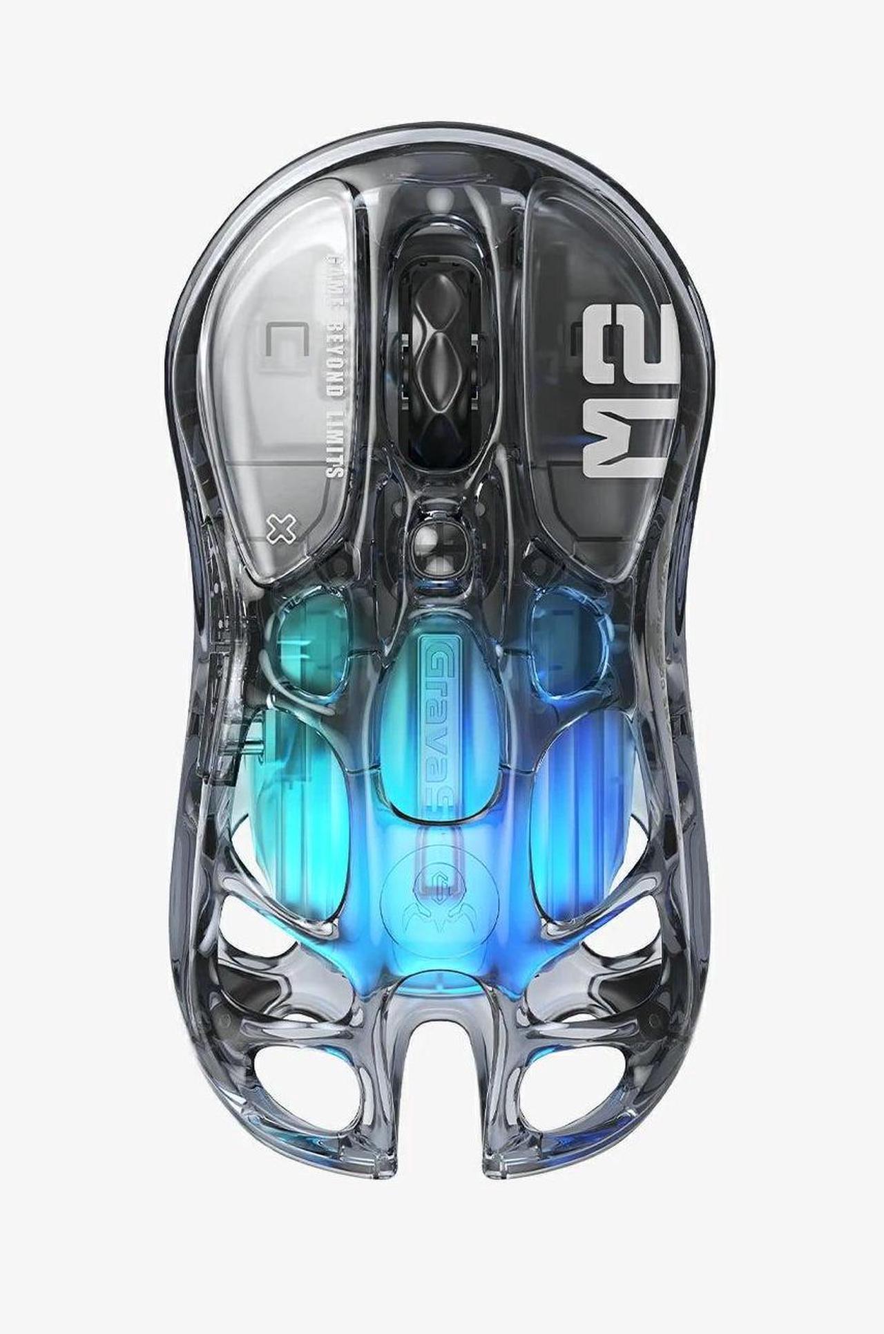 Alt view image 2 of 7 - GravaStar Mercury M2 Wireless Gaming Mouse with 26,000 DPI, PAW3395DM Sensor -79g Lightweight Hollowed-Out Design -5 Programmable Buttons -5 Dynamic Lightsync RGB - Transparent Black
