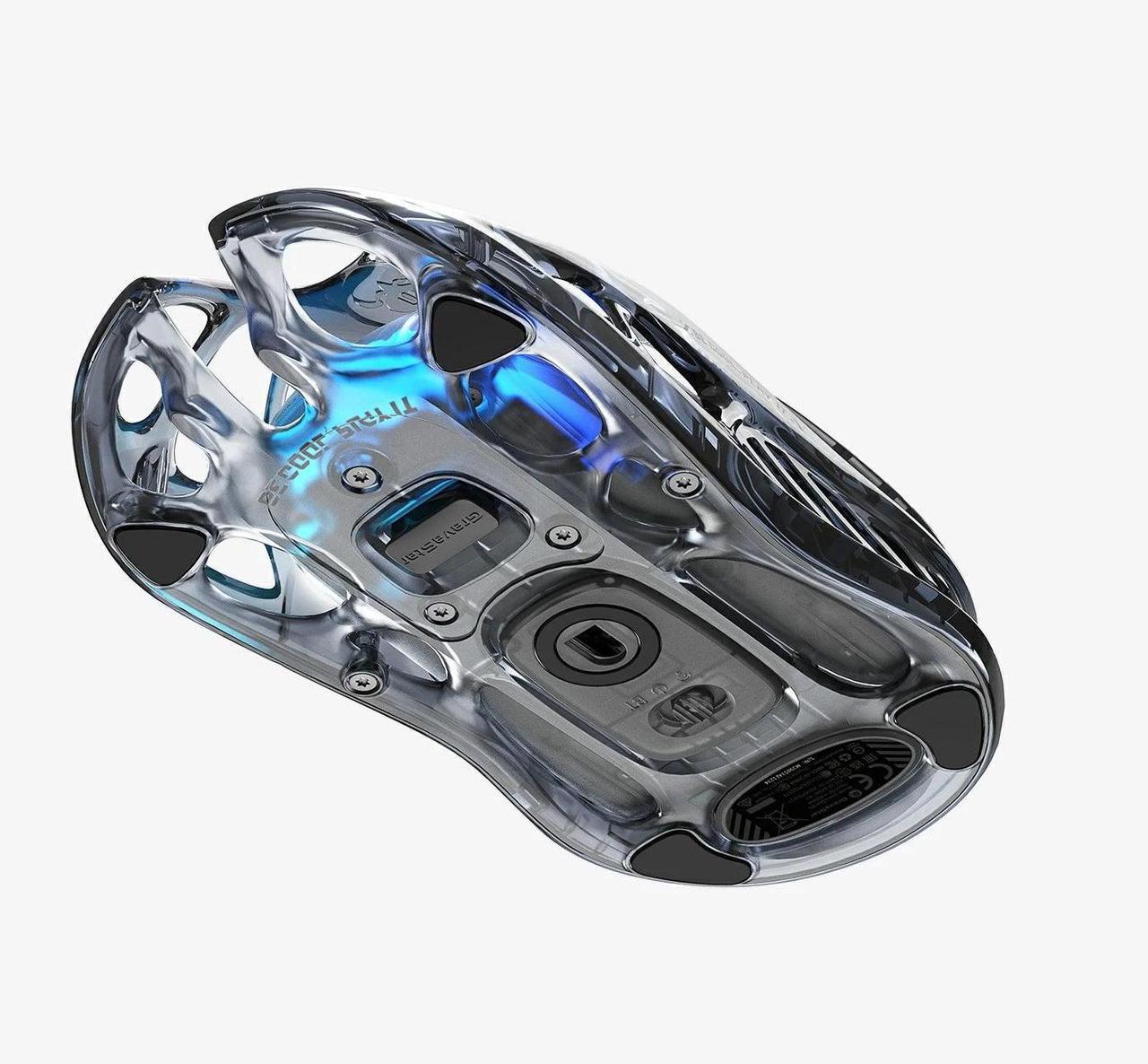 Alt view image 6 of 7 - GravaStar Mercury M2 Wireless Gaming Mouse with 26,000 DPI, PAW3395DM Sensor -79g Lightweight Hollowed-Out Design -5 Programmable Buttons -5 Dynamic Lightsync RGB - Transparent Black