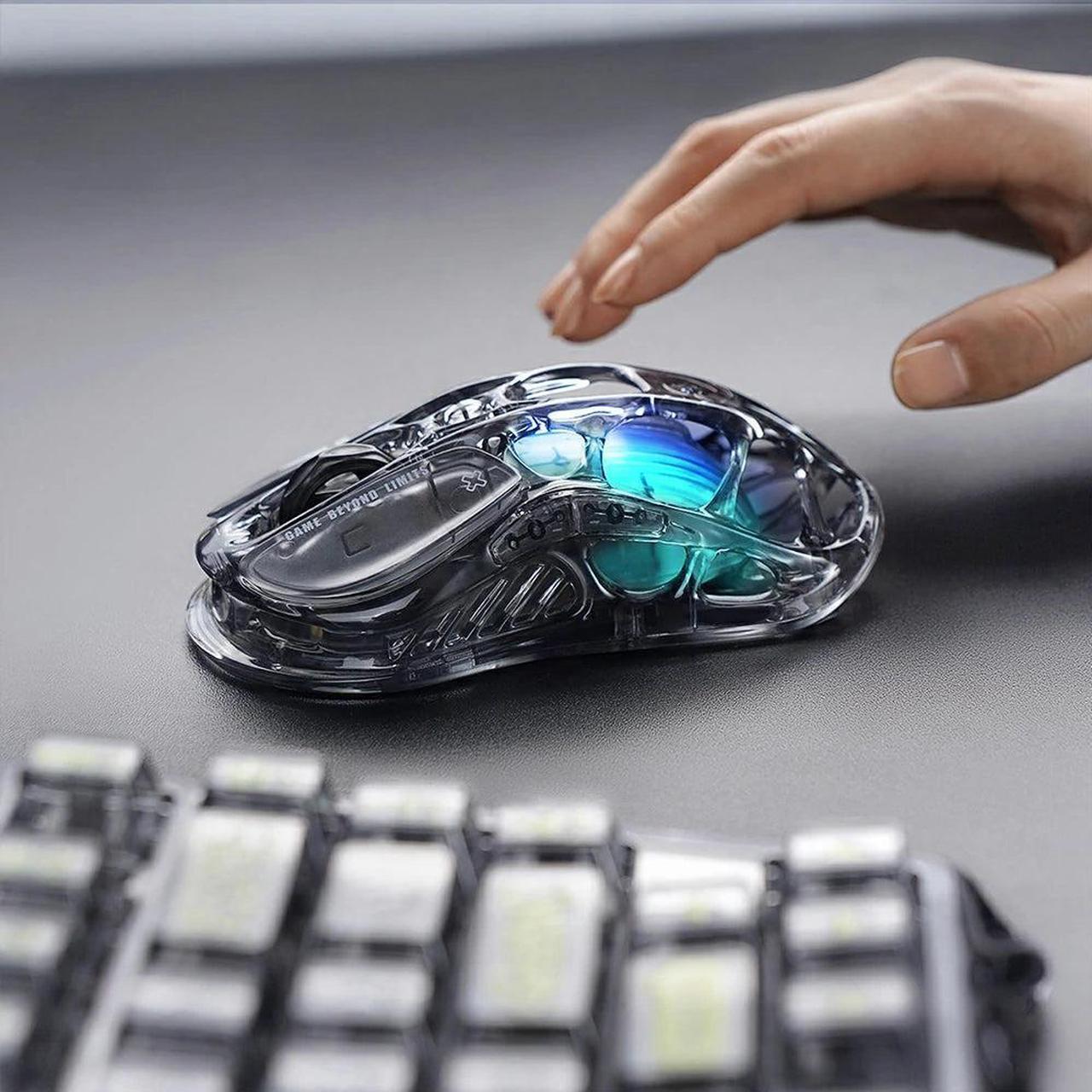 Alt view image 7 of 7 - GravaStar Mercury M2 Wireless Gaming Mouse with 26,000 DPI, PAW3395DM Sensor -79g Lightweight Hollowed-Out Design -5 Programmable Buttons -5 Dynamic Lightsync RGB - Transparent Black