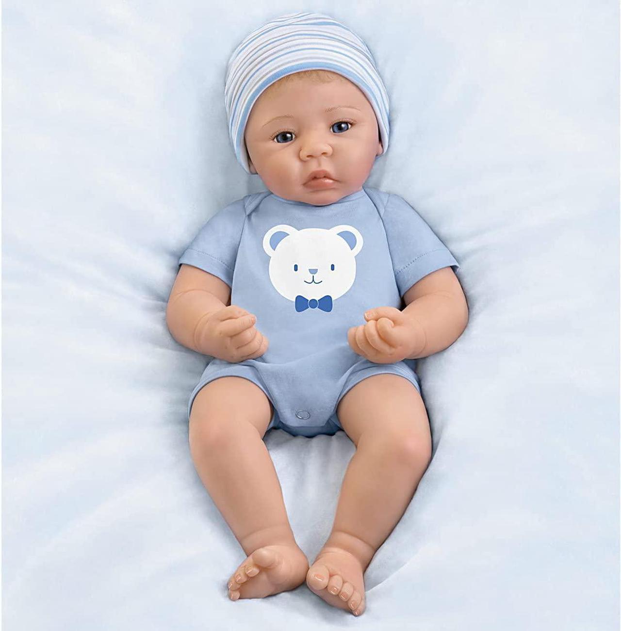 Alt view image 3 of 4 - The Ashton - Drake Galleries So Truly Real Little Buddy Vinyl Baby Doll Weighted to Feel Like A Newborn with Magnetic Pacifier