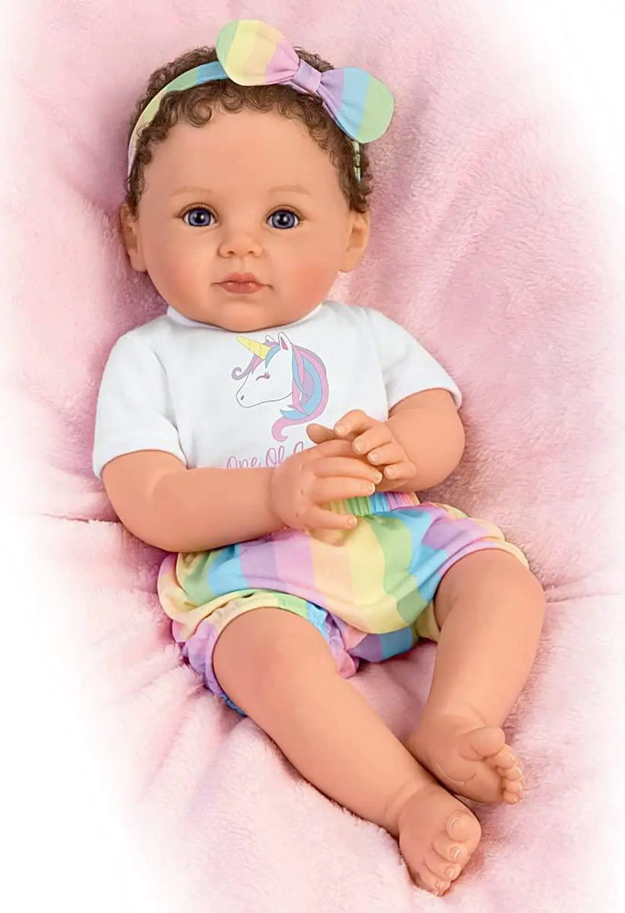 Alt view image 5 of 7 - The Ashton - Drake Galleries One Of A Kind Katherine So Truly Real® Lifelike RealTouch® Vinyl Skin Realistically Hand-painted with Magnetic Pacifier & Poseable Weighted Doll by Ping Lau 18-inches