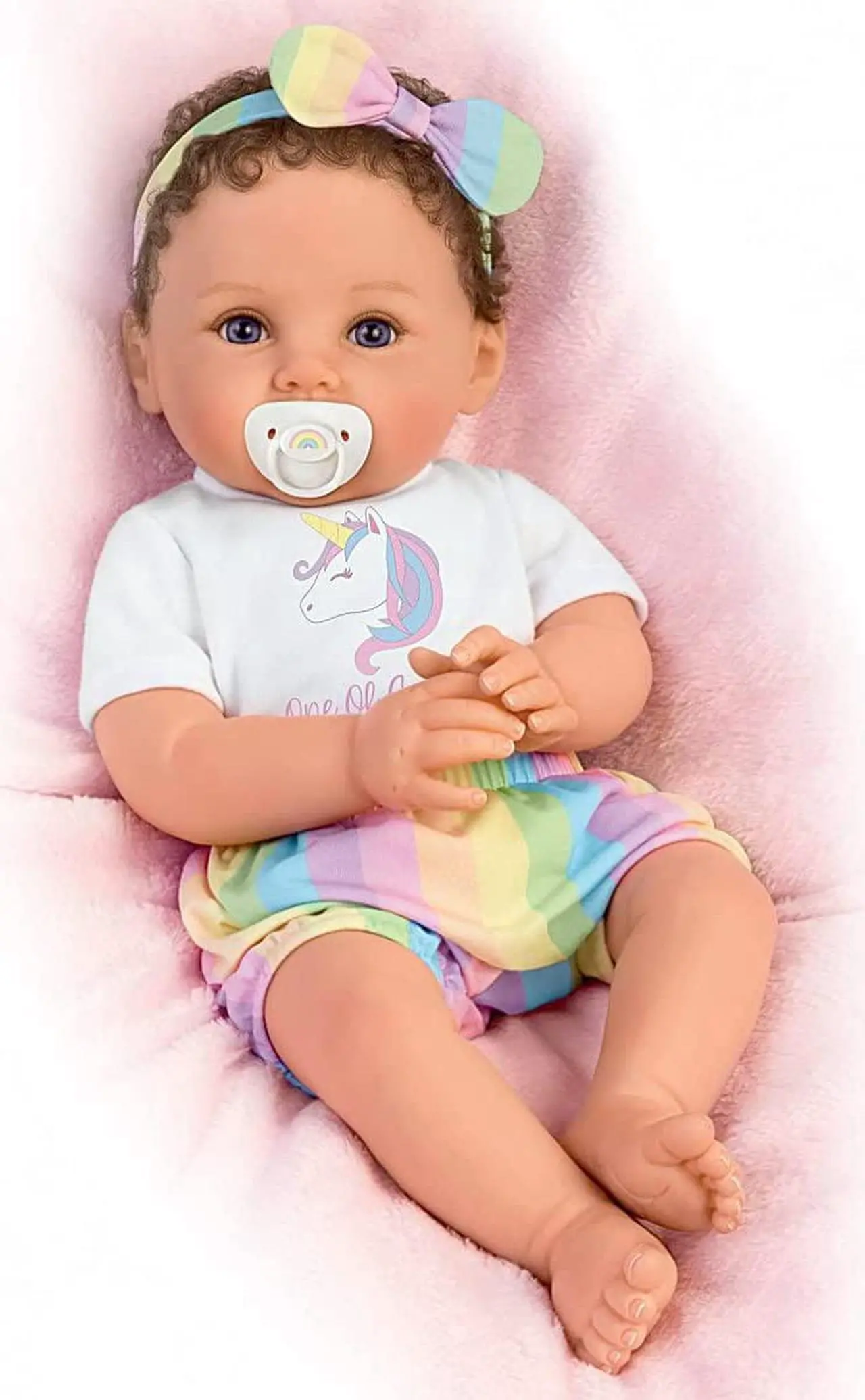 Alt view image 6 of 7 - The Ashton - Drake Galleries One Of A Kind Katherine So Truly Real® Lifelike RealTouch® Vinyl Skin Realistically Hand-painted with Magnetic Pacifier & Poseable Weighted Doll by Ping Lau 18-inches