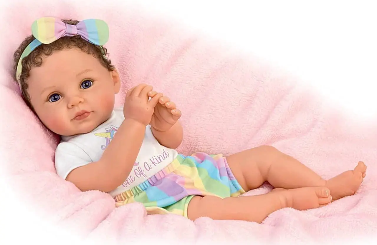 Alt view image 2 of 7 - The Ashton - Drake Galleries One Of A Kind Katherine So Truly Real® Lifelike RealTouch® Vinyl Skin Realistically Hand-painted with Magnetic Pacifier & Poseable Weighted Doll by Ping Lau 18-inches
