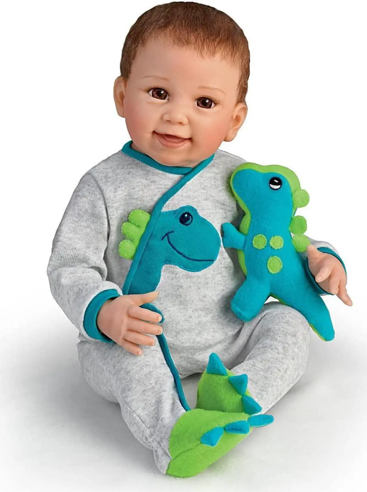 Alt view image 5 of 6 - The Ashton-Drake Galleries Ryan and Rex with Hand-Rooted Hair So Truly Real® Lifelike & Realistic Weighted Newborn Baby Boy Doll 18-inches