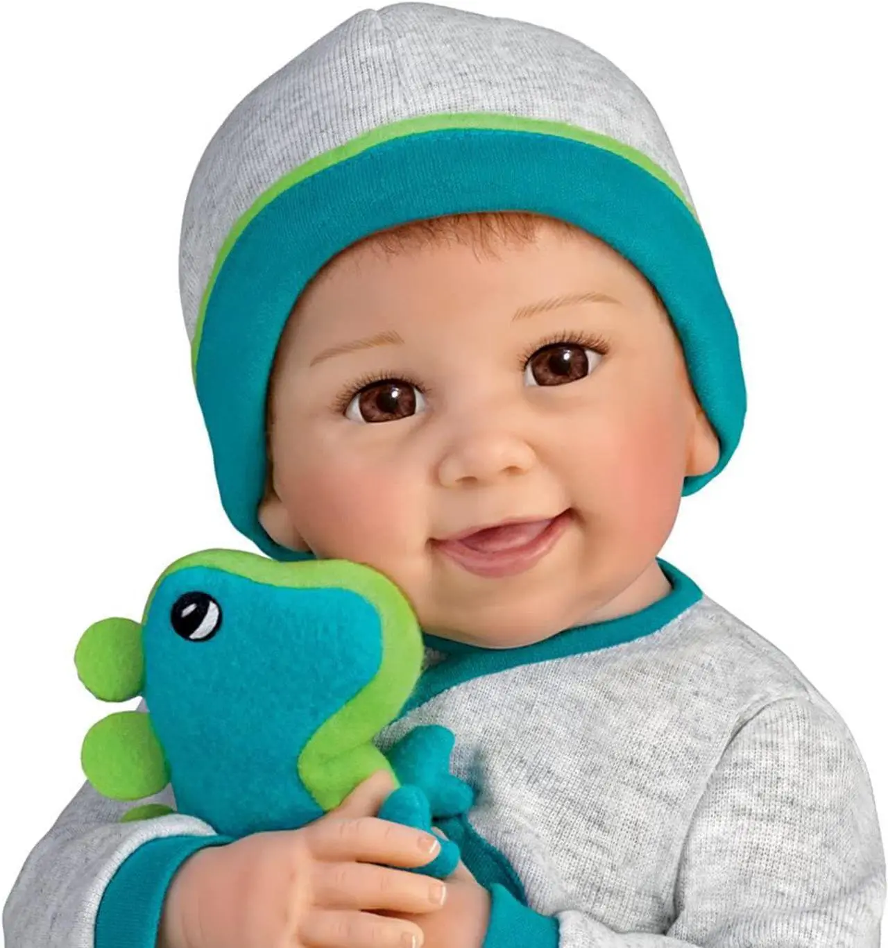 Alt view image 2 of 6 - The Ashton-Drake Galleries Ryan and Rex with Hand-Rooted Hair So Truly Real® Lifelike & Realistic Weighted Newborn Baby Boy Doll 18-inches