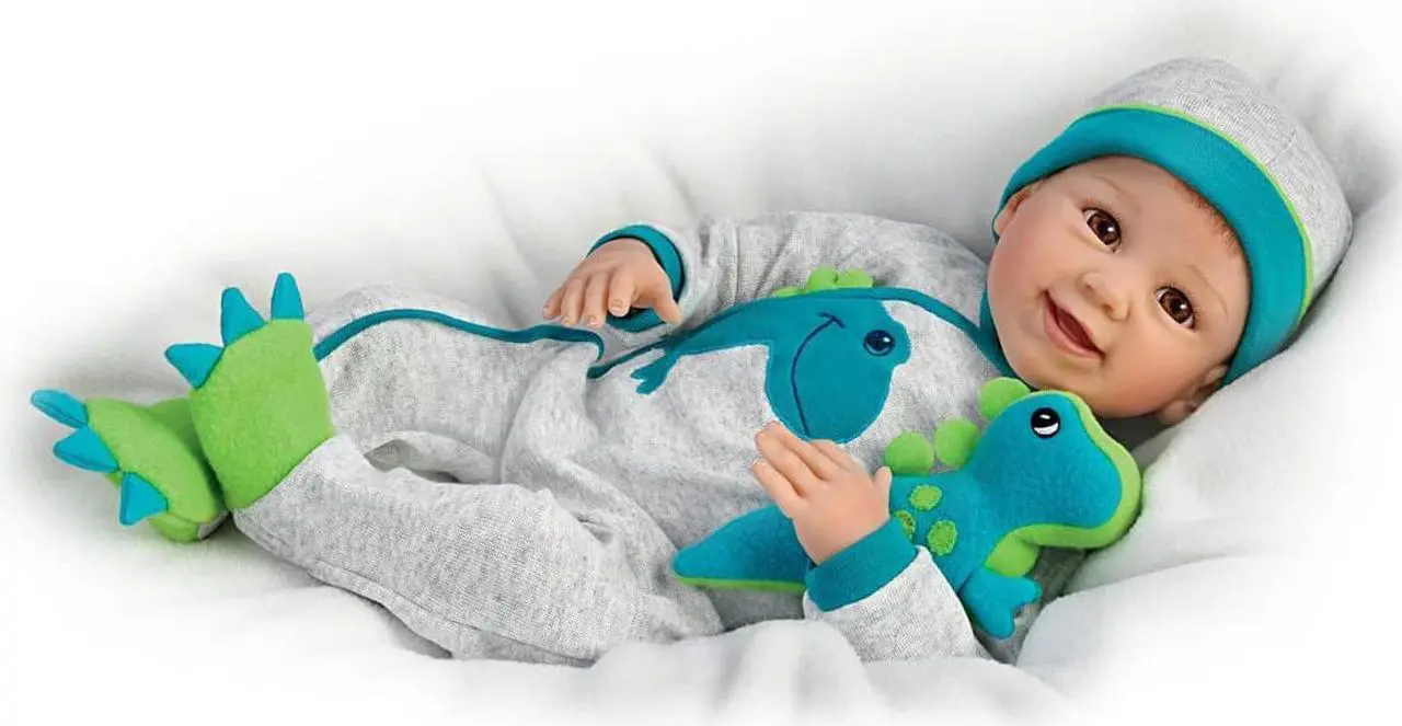 Alt view image 4 of 6 - The Ashton-Drake Galleries Ryan and Rex with Hand-Rooted Hair So Truly Real® Lifelike & Realistic Weighted Newborn Baby Boy Doll 18-inches