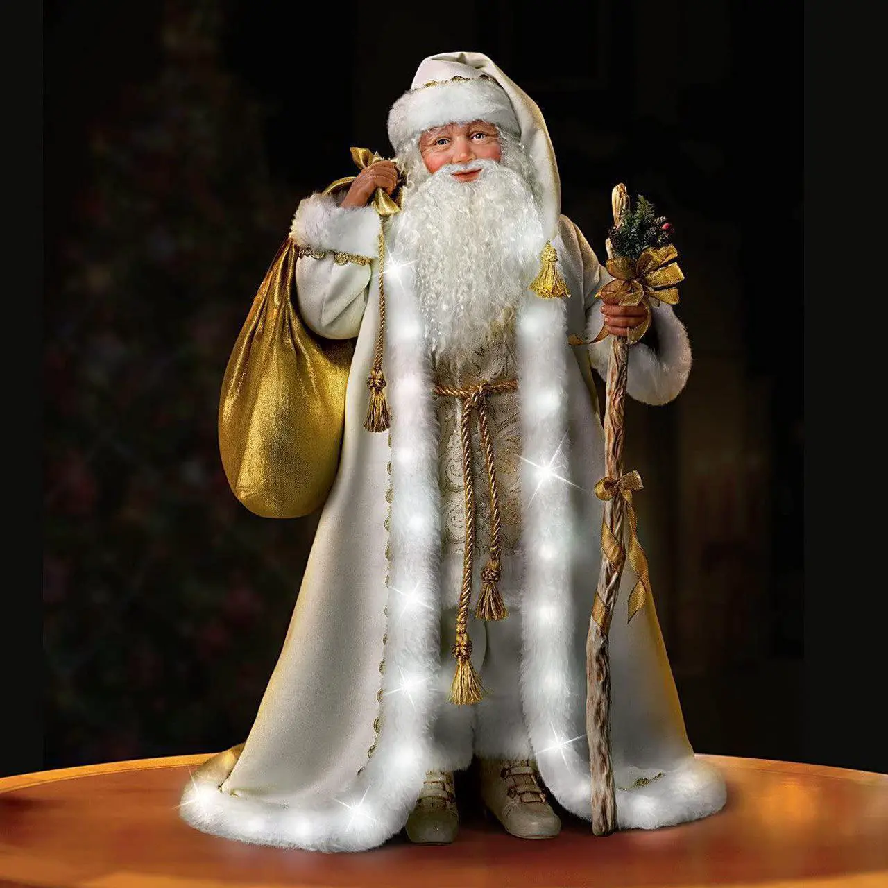 Alt view image 5 of 7 - The Ashton - Drake Galleries Ashton Drake Karen Vander Logt White Christmas Musical Santa Doll: Lights Up