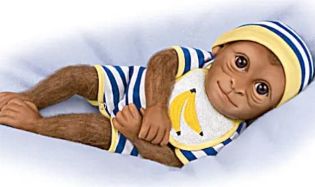Alt view image 3 of 5 - The Ashton - Drake Galleries So Truly Real Kirby Monkey Baby Doll with Hand-Applied Mohair
