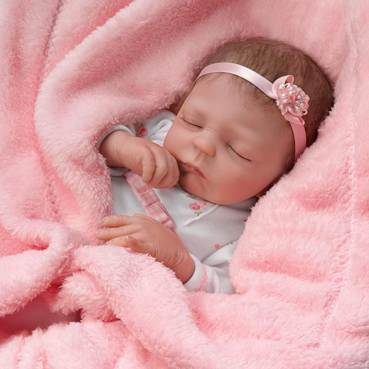 Alt view image 3 of 4 - The Ashton-Drake Galleries "Cuddle Caitlyn" with Warming Feature & Blanket So Truly Real® Vinyl Skin Weighted Baby Doll Lifelike & Realistic Newborn Baby Doll 17-inches