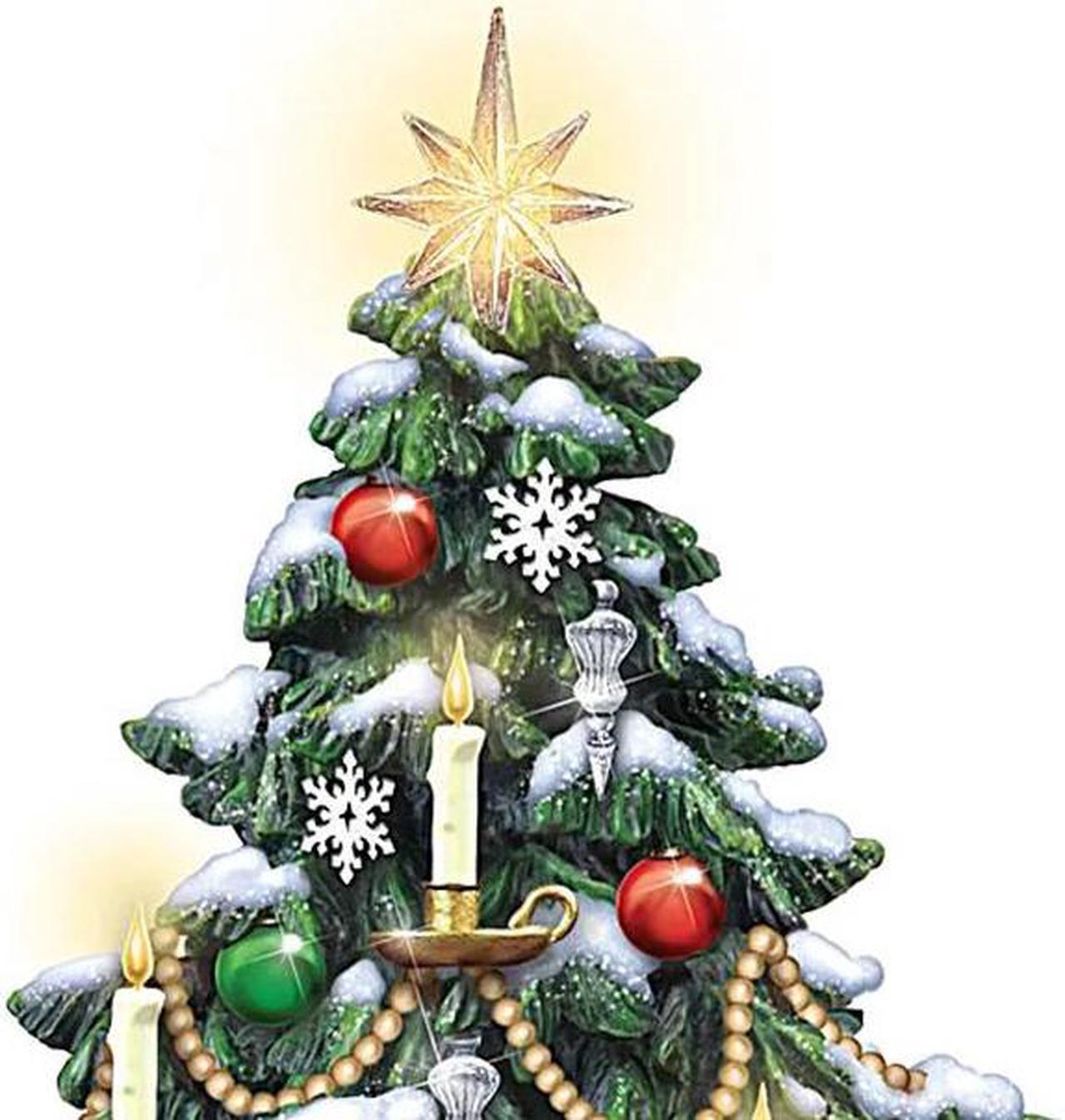Alt view image 2 of 4 - The Bradford Exchange Thomas Kinkade Candlelit Tabletop Tree with Lights and Music and Rotating Train
