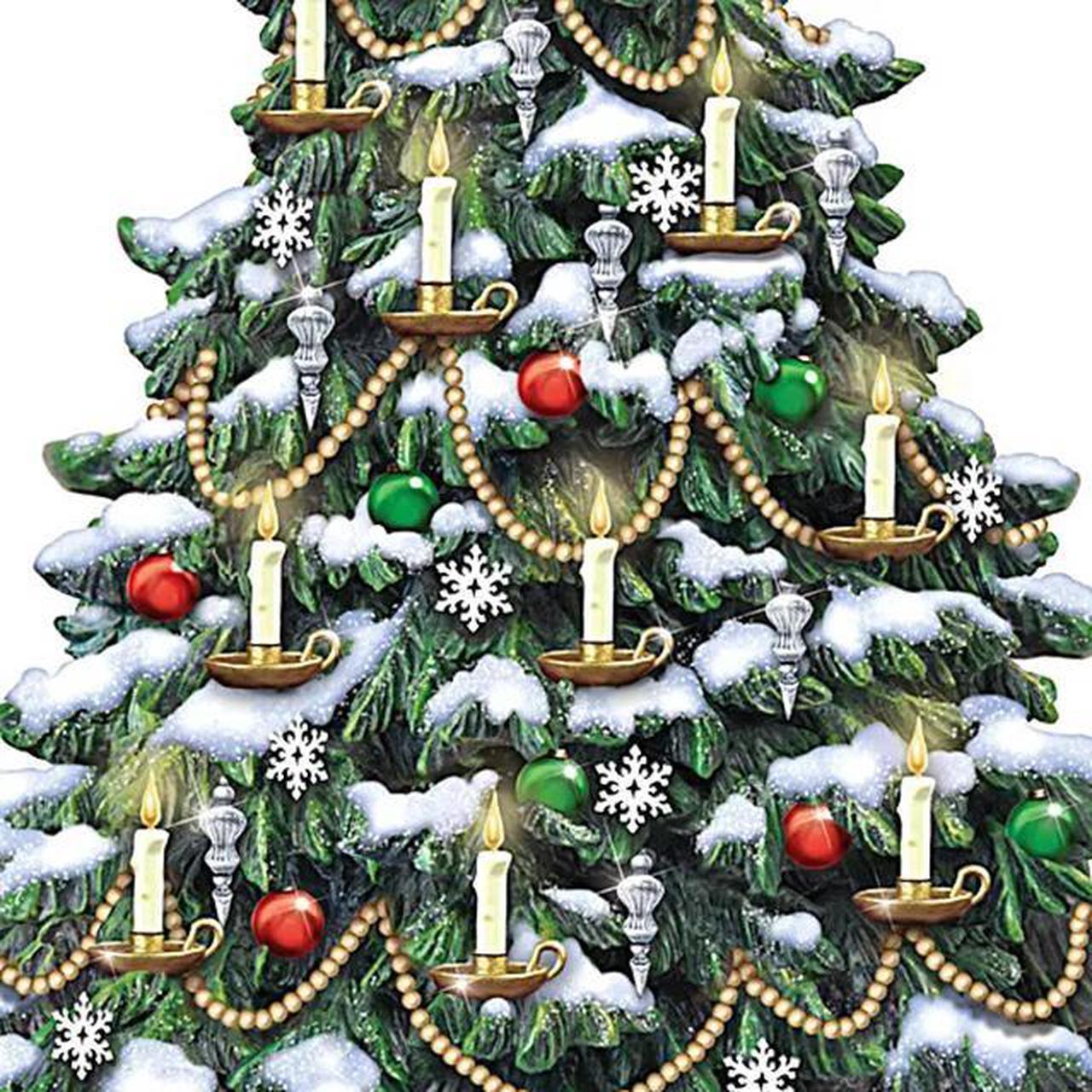 Alt view image 3 of 4 - The Bradford Exchange Thomas Kinkade Candlelit Tabletop Tree with Lights and Music and Rotating Train