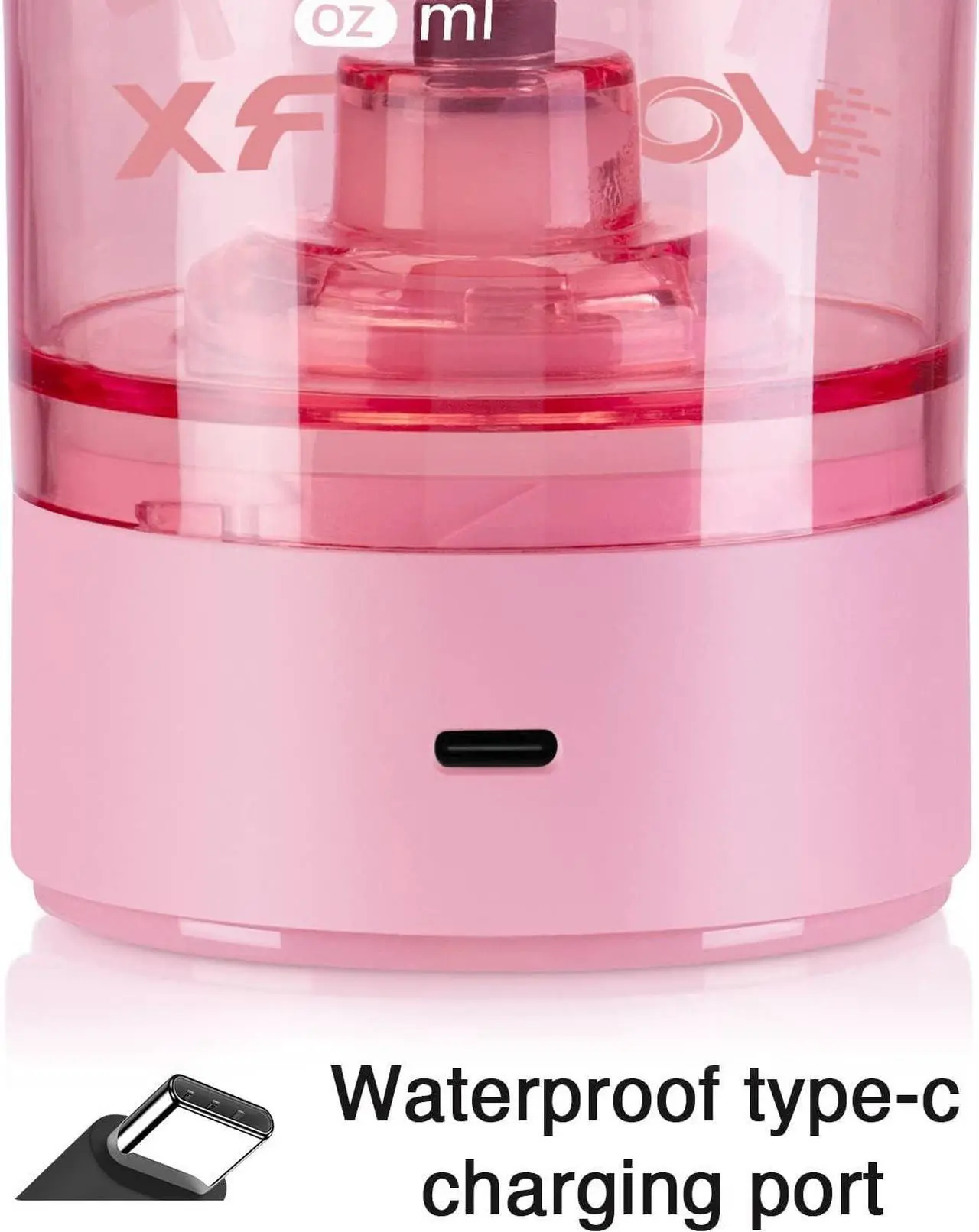 Alt view image 5 of 6 - VOLTRX Electric Shaker Bottle - Vortex Boost Portable USB C Rechargeable Protein Blender Shake Mixer BPA Free Waterproof 24 oz Sakura Pink