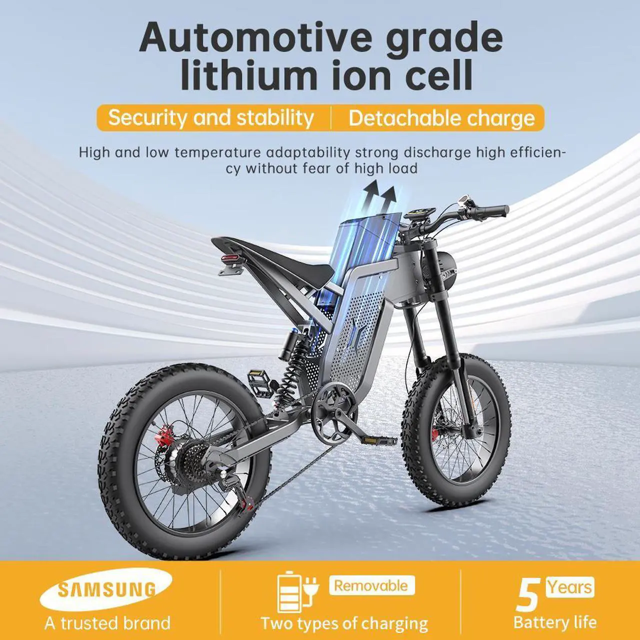 Alt view image 2 of 7 - EKX X21 Adults Electric Bike 2000W 48V35AH 55km/h Samsung Battery Snow Electric Motorcycles 20*4.0 Off Road Tyre Mountain Ebike
