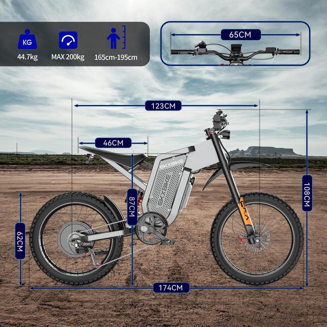 Alt view image 7 of 7 - EKX Electric Dirt Bike for Adults, X21 Max Electric Motorcycle 6000W(Peak) Motor 60V/30Ah Removable Battery, 60MPH/60Mile Off Road Dirt Electric Mountain Bike, 19" X21 MTB Tire Full Suspension