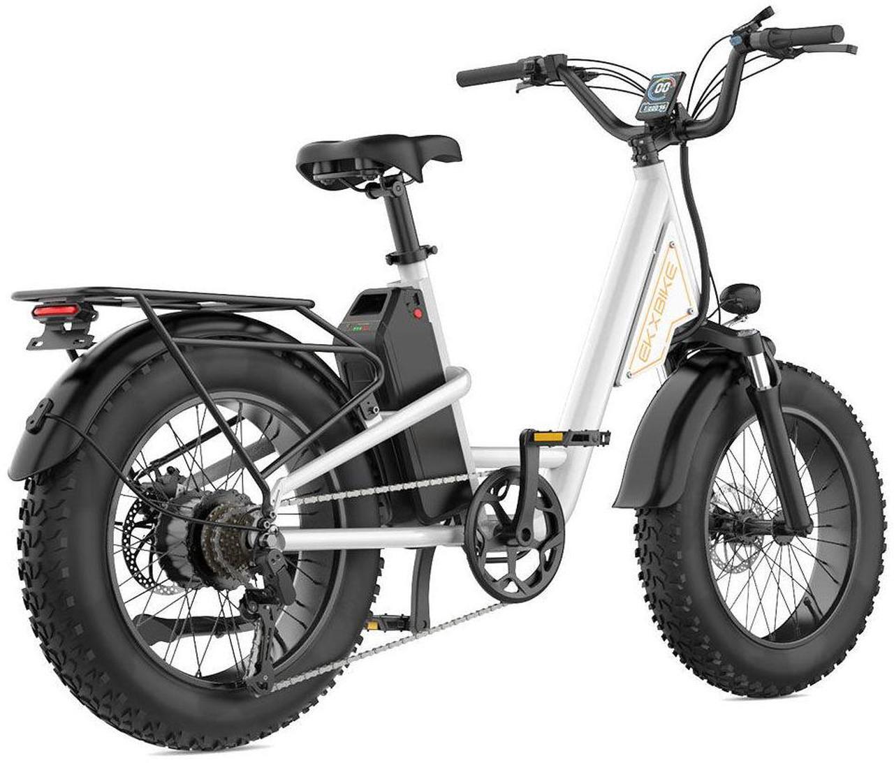 Alt view image 4 of 6 - EKX L1 Adult Electric Bike 1000W Motor(1400W peak)34MPH, 48V 15.6Ah Removable Battery With 20''4.0 Fat Tire 7 Speed Urban Ebike