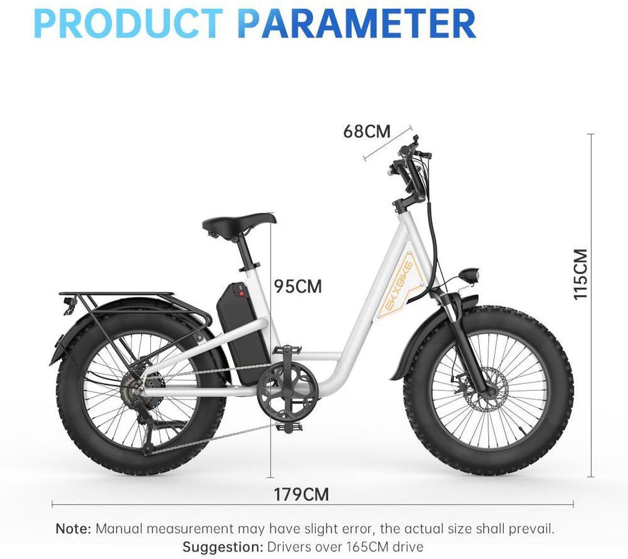 Alt view image 5 of 6 - EKX L1 Adult Electric Bike 1000W Motor(1400W peak)34MPH, 48V 15.6Ah Removable Battery With 20''4.0 Fat Tire 7 Speed Urban Ebike