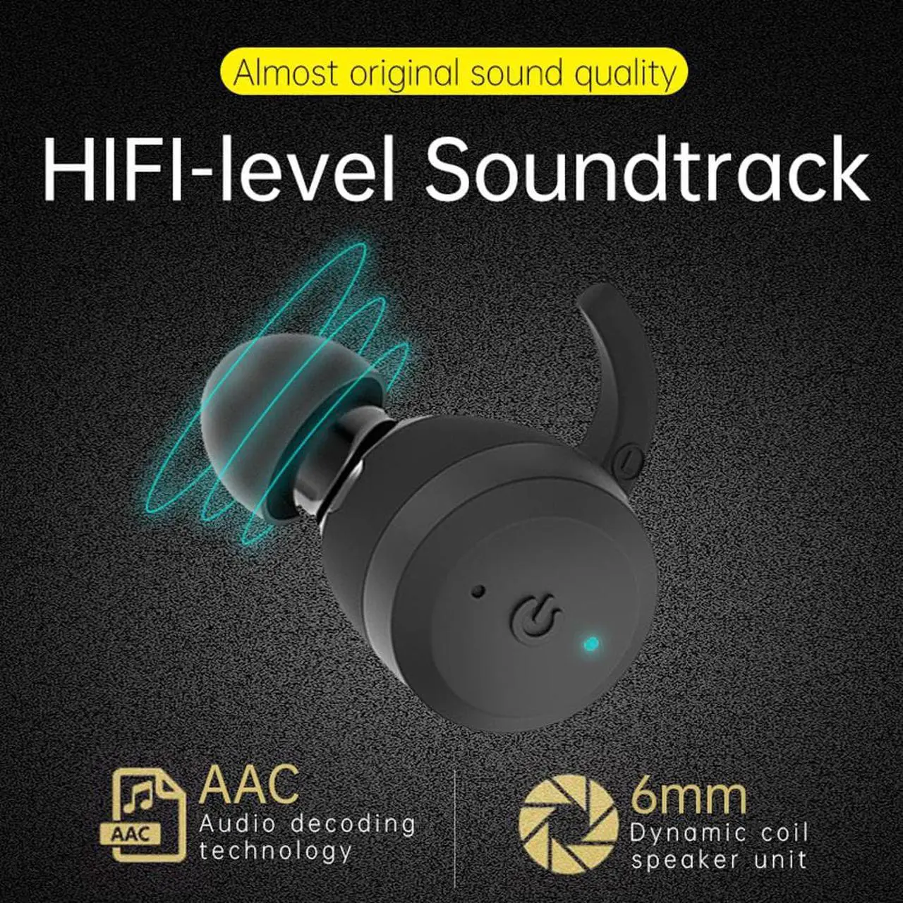 Alt view image 3 of 6 - CYBORIS Bluetooth 5.0 Headset TWS Dual Bluetooth Headset True Wireless IPX7 Waterproof with Ear-hook In-ear Noise Canceling Headphones