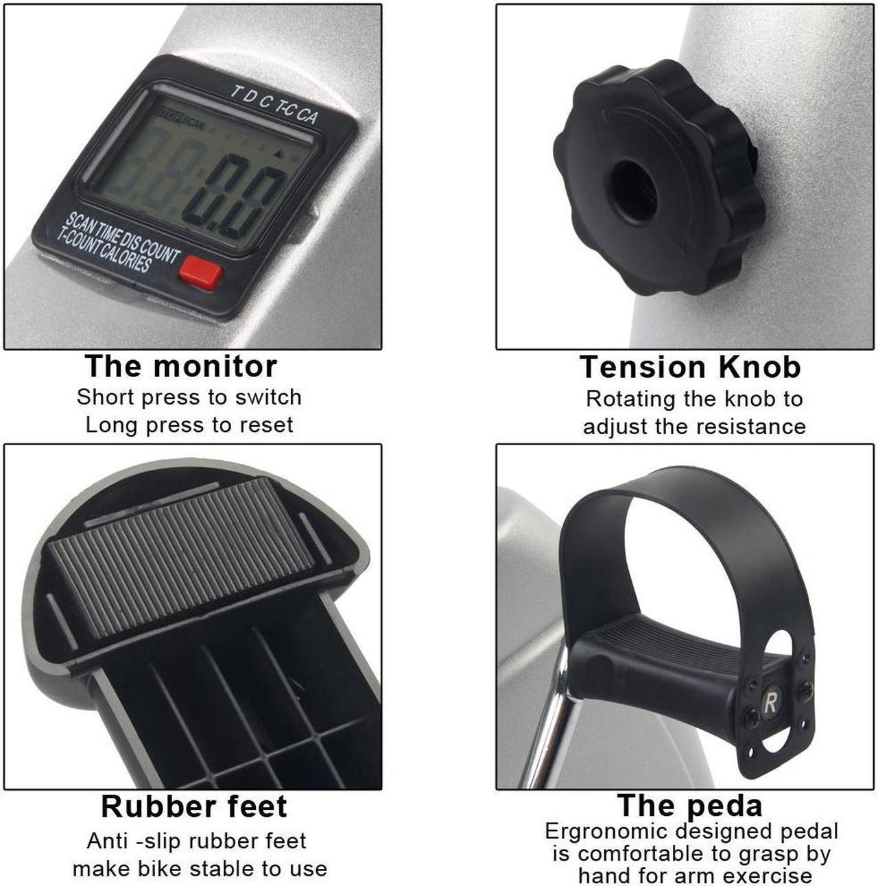 Alt view image 4 of 6 - Exercise Bike Pedal Exerciser Foot Peddler Portable Therapy Bicycle with Digital Monitor