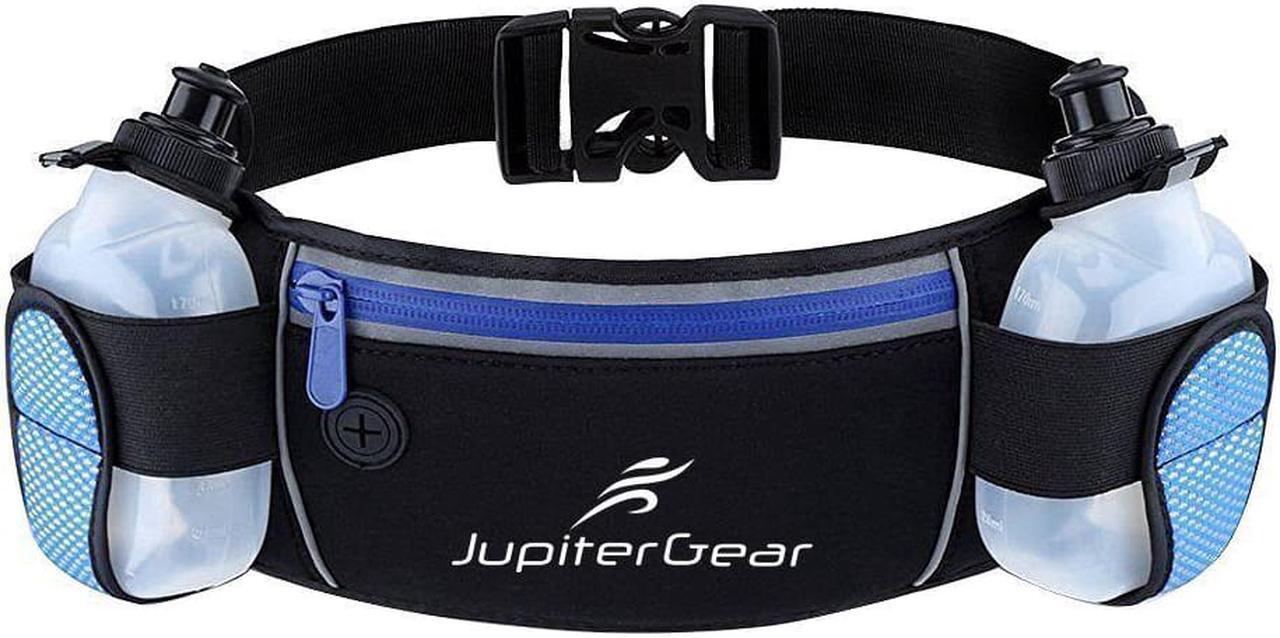 Main image of Running Hydration Belt Waist Bag with Water-Resistant Pockets and 2 Water Bottles for Outdoor Sports