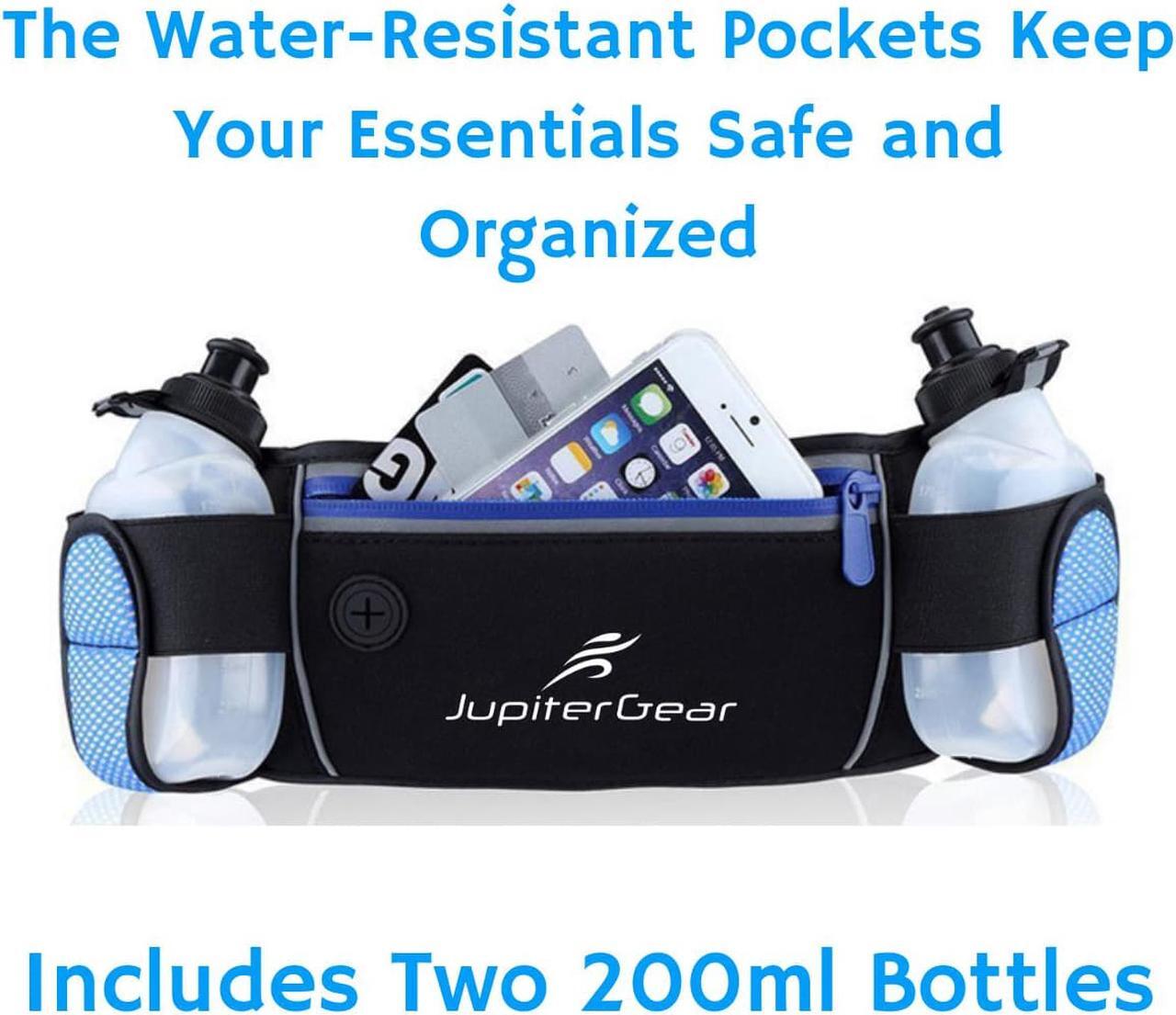 Alt view image 3 of 5 - Running Hydration Belt Waist Bag with Water-Resistant Pockets and 2 Water Bottles for Outdoor Sports