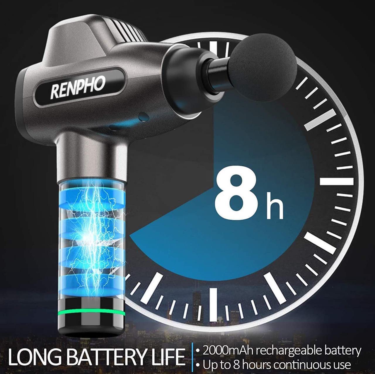 Alt view image 5 of 6 - Massage Gun, RENPHO C3 Deep Tissue Muscle Massager, Powerful Percussion Massager Handheld with Portable Case for Home Gym Workouts Equipment, Back Neck Shoulder Soreness Stiffness Knots Tension Relief