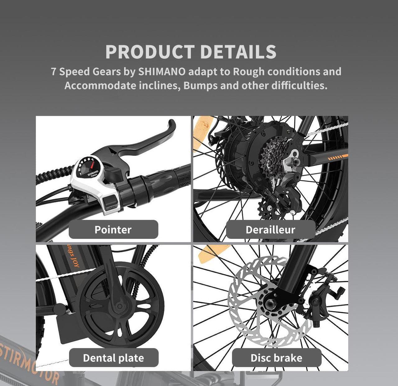Alt view image 4 of 6 - AOSTIRMOTOR A20 Folding Electric Bicycle 500W Motor 20" Fat Tire With 36V/13Ah Li-Battery RT