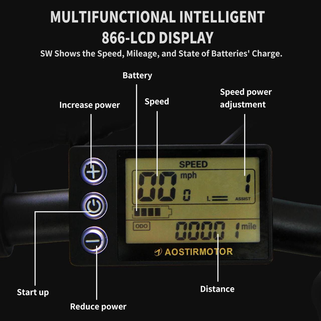Alt view image 5 of 6 - AOSTIRMOTOR A20 Folding Electric Bicycle 500W Motor 20" Fat Tire With 36V/13Ah Li-Battery RT