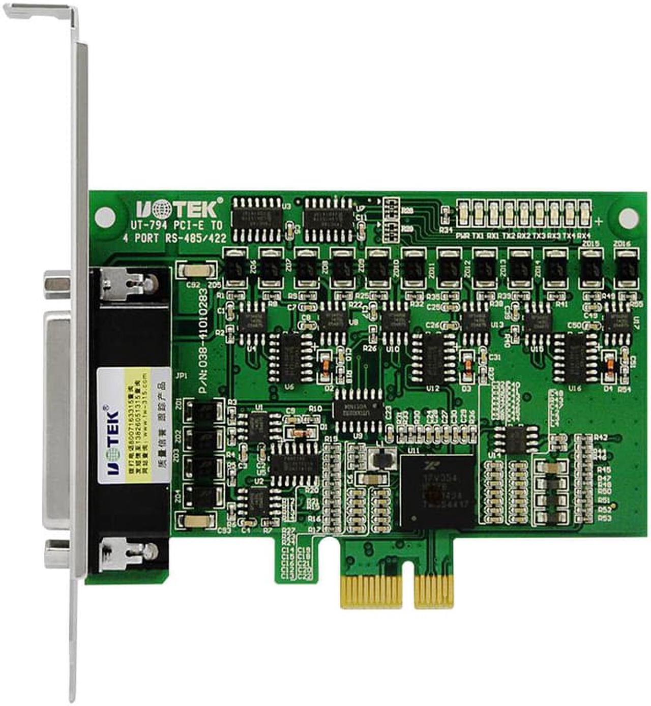 UOTEK Industrial PCI-E to RS-485 RS-422 4 Ports Serial Card PCIE to RS485 RS422 High Speed Converter DB9 Com Connector PC Serial Expansion Card UT-794 Support Win10/XP/Vista/Win7/8/8.1/NT4.0/CE 4.2/5.