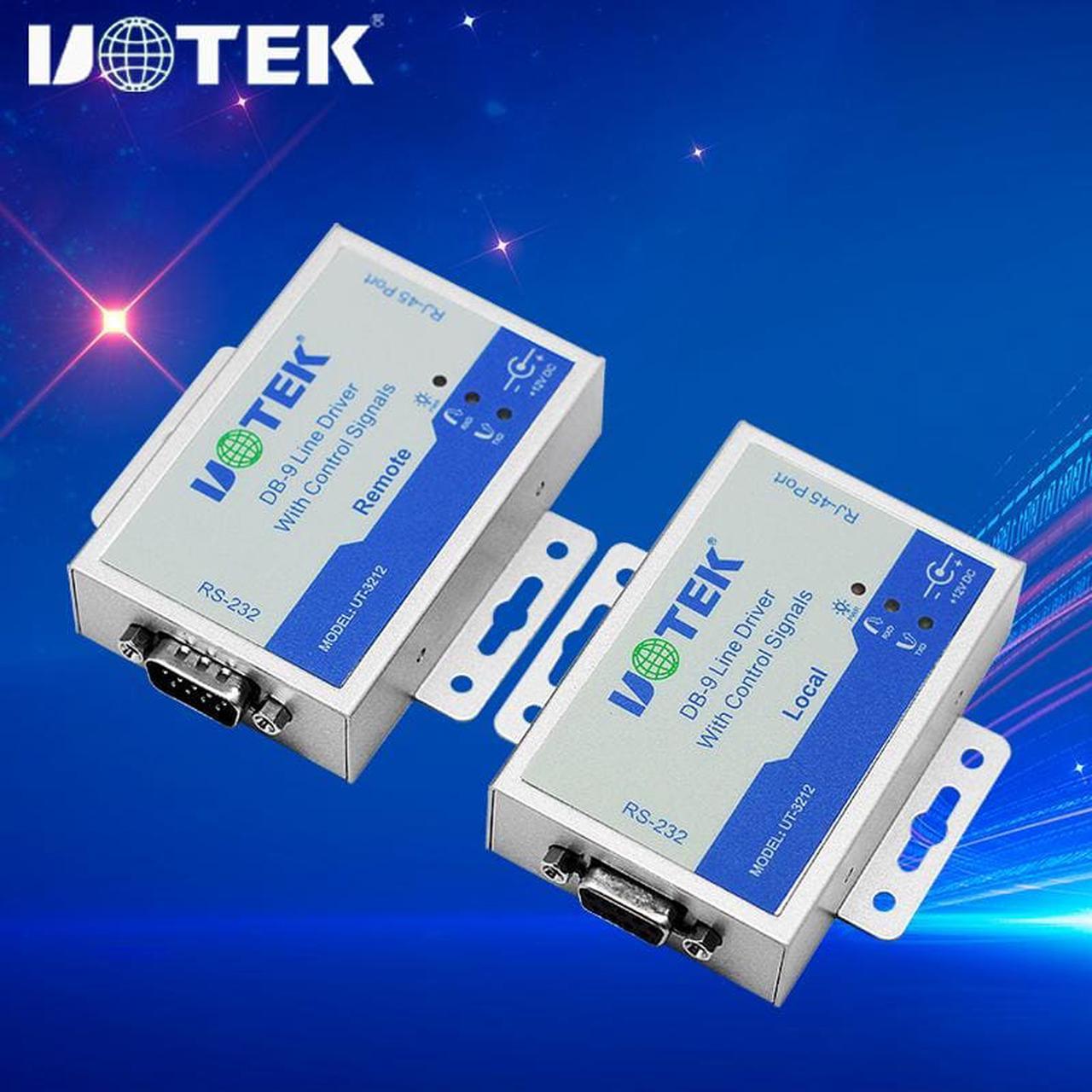 1 Pair UOTEK Industrial 5 Ports RS232 Extender Adapter Asynchronous Protocol Long Distance Serial Extension Driver Connector UT-3212