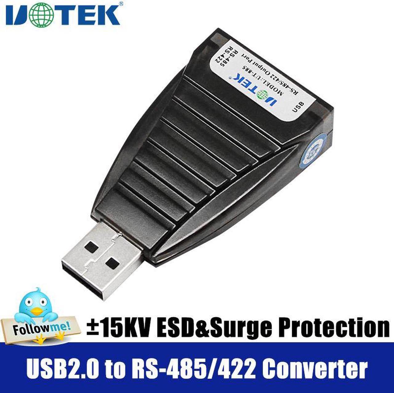 UOTEK USB to RS-485 RS-422 Converter RS422 RS485 to USB 2.0 Adapter Serial Connector ESD Static Protection 5-pin Terminal Block UT-885 Win7/8/8.1/10/XP/Vista/CE/Mac/Linux